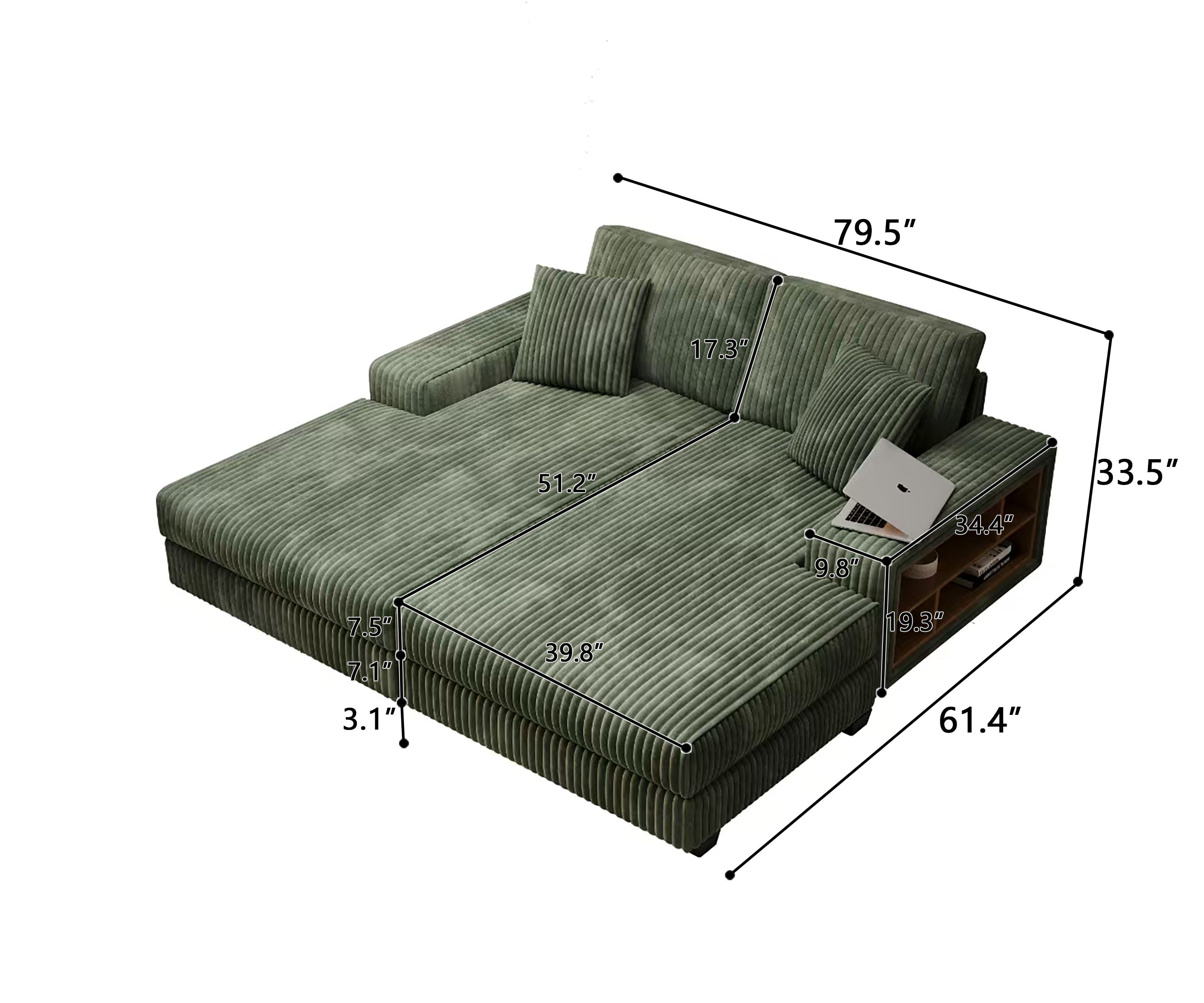 Convertible Sleeper Sectional Sofa with Storage