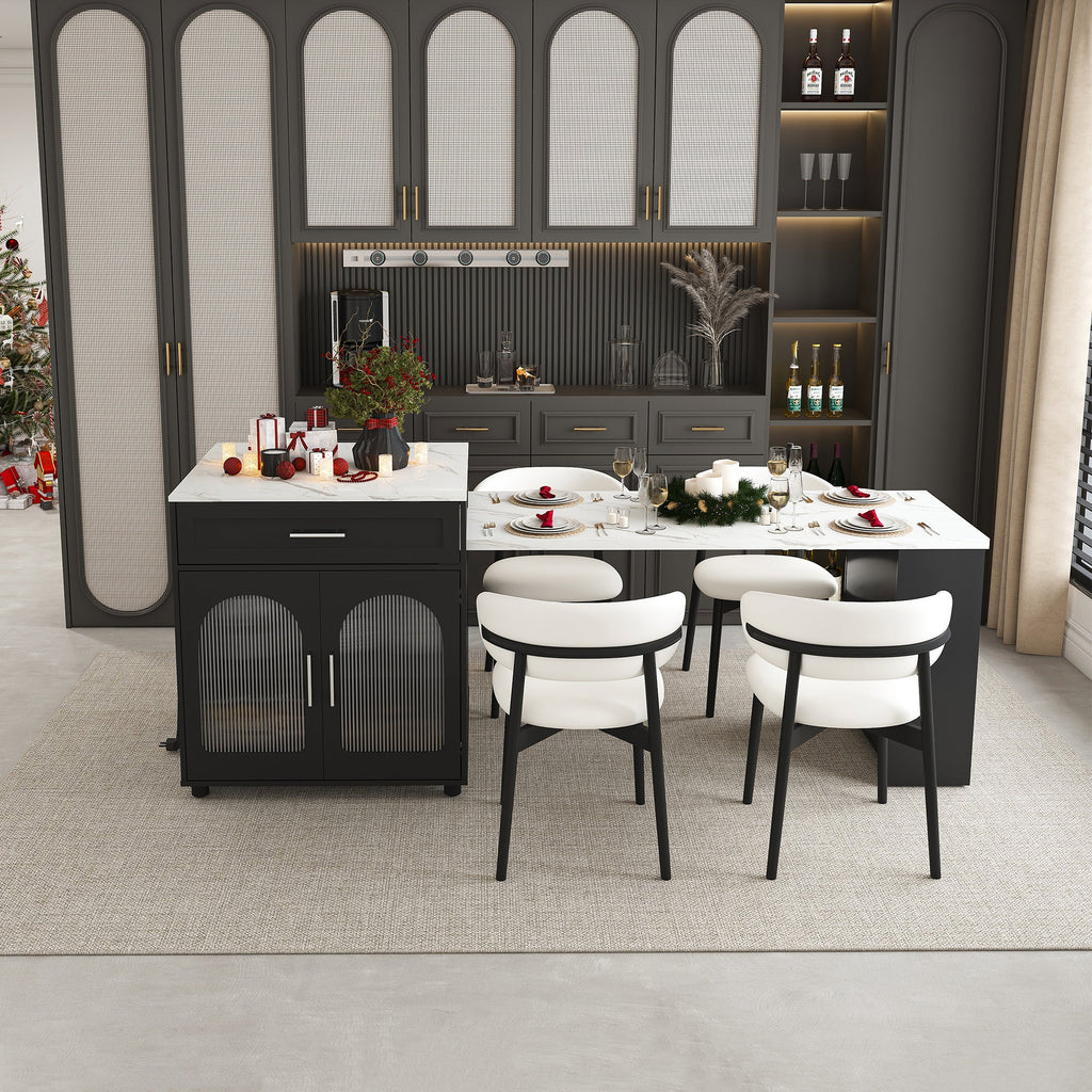 Expandable Kitchen Island with Dining Table