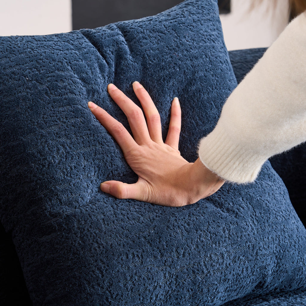 Loveseat Sofa with Wood Grain Chenille Fabric