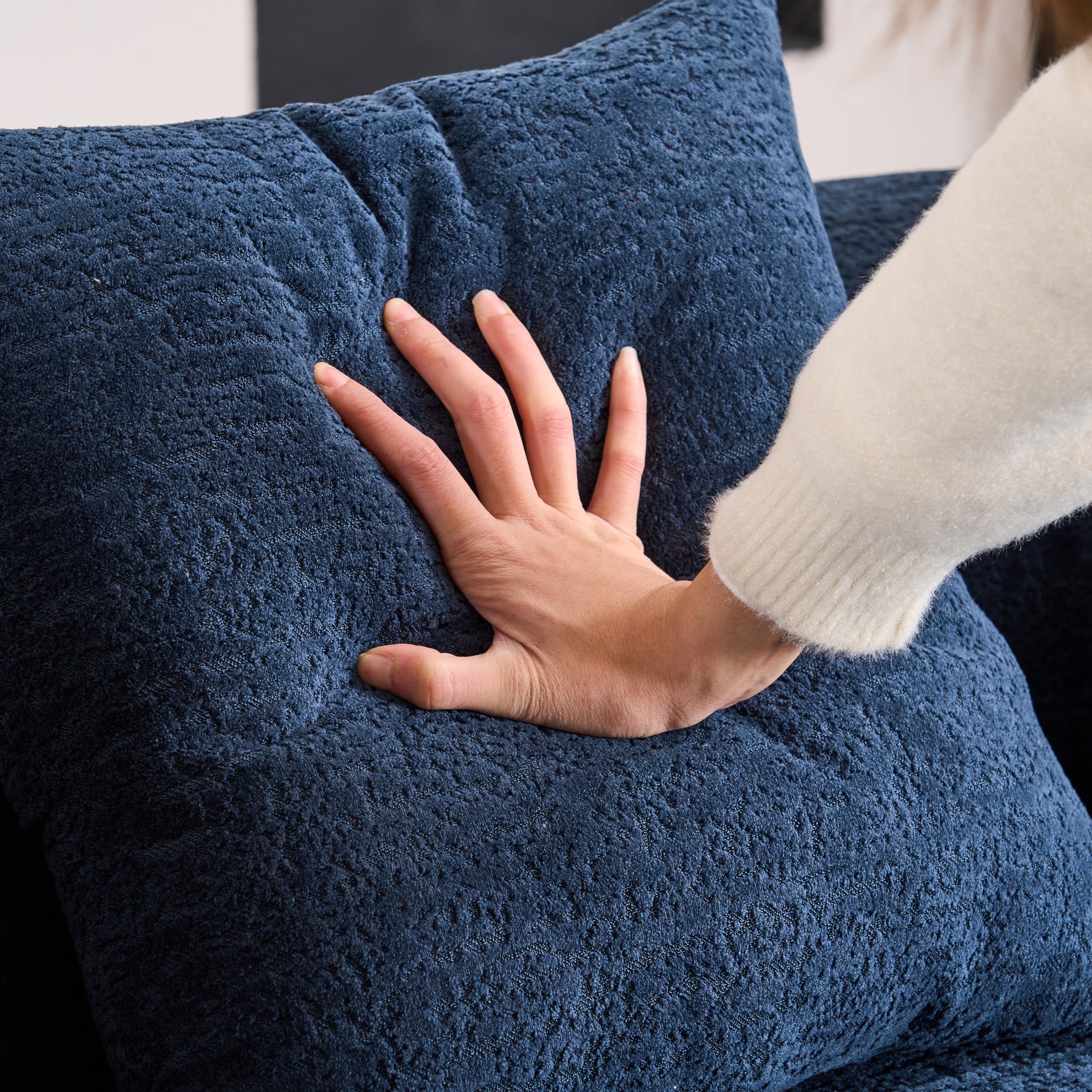 Loveseat Sofa with Wood Grain Chenille Fabric