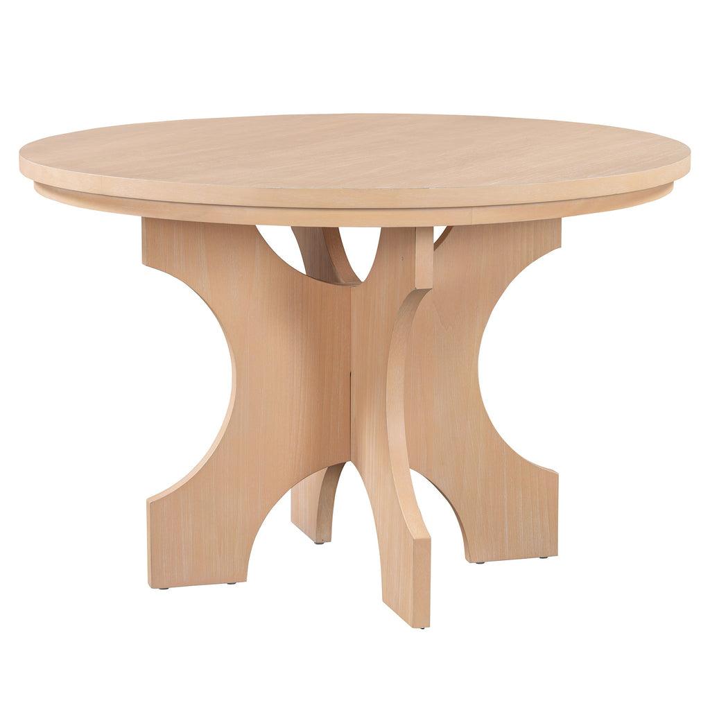 Rustic Charm Round Dining Set with 3 Upholstered Chairs
