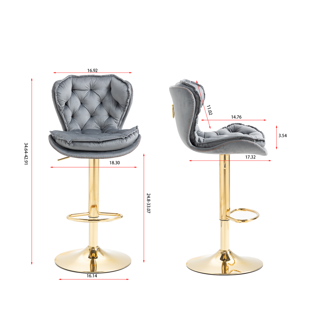 Bar Stools with Chrome Footrest and Base (Set of 2 )