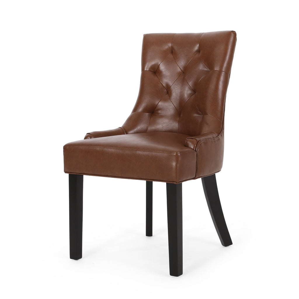 Contemporary  Light Brown PU Dining Chair (Set of 2)