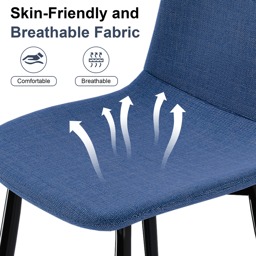 Modern Knit Fabric Dining Chairs with Iron Legs (Set of 4)