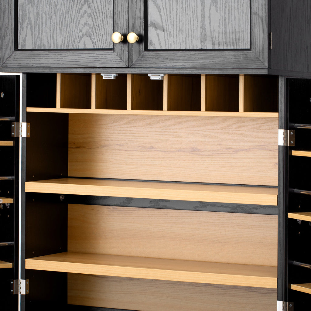 78" Tall Farmhouse Kitchen Pantry Cabinet with Shelves Drawer Wine Rack