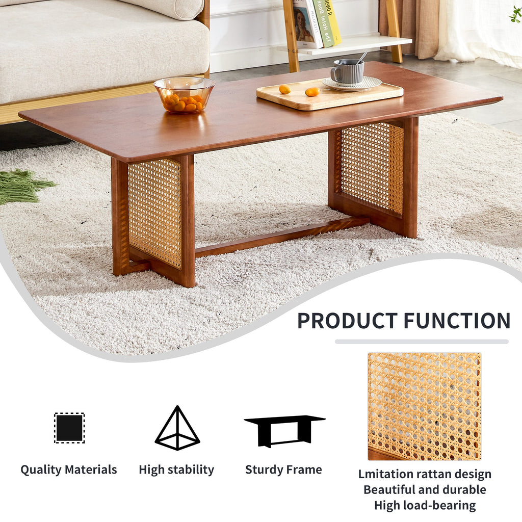 Chinese Style Rattan Solid Wood Coffee Low Table