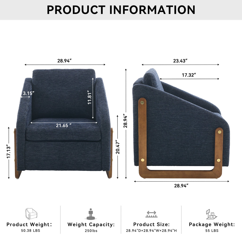 Modern Upholstered Armchair with Wooden Side Frame
