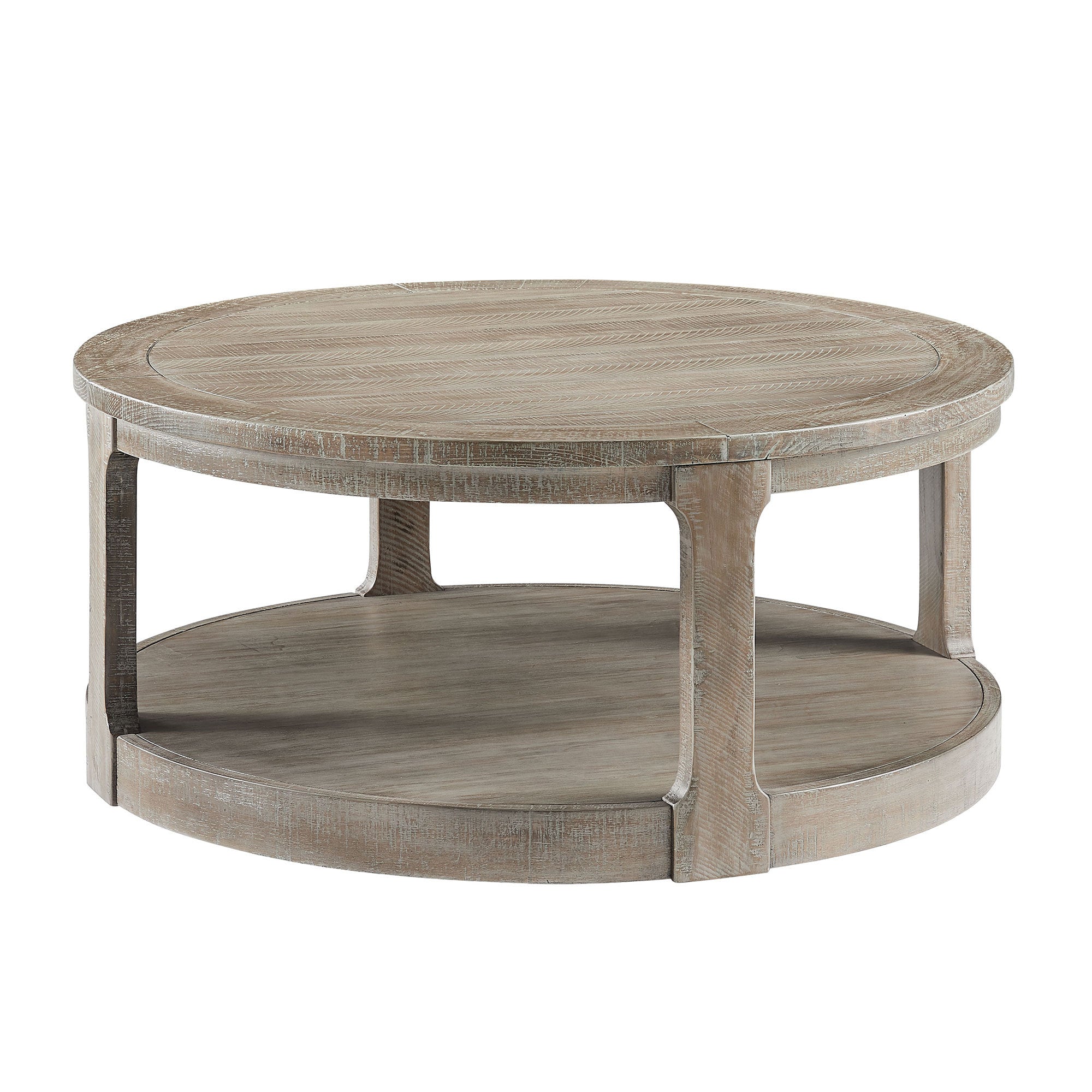 40" Large Curved 2 Tier Traditional Coffee Table with Wheels