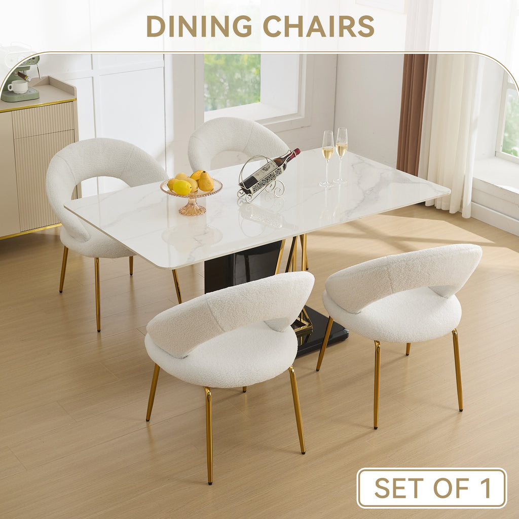 Velvet/Teddy Fabric Dining Chairs with Curved Backrest