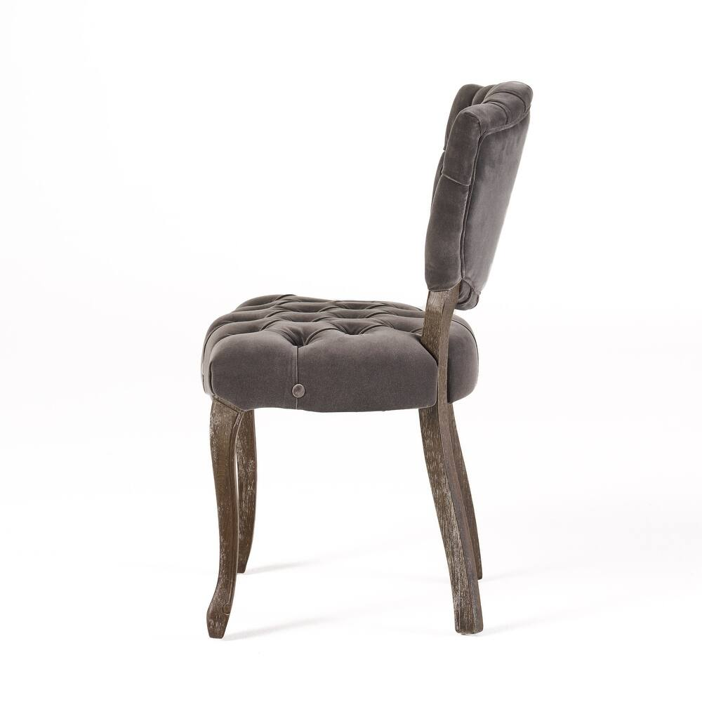 Traditional European Style Tufted Velvet Dining Chairs（Set of 2）