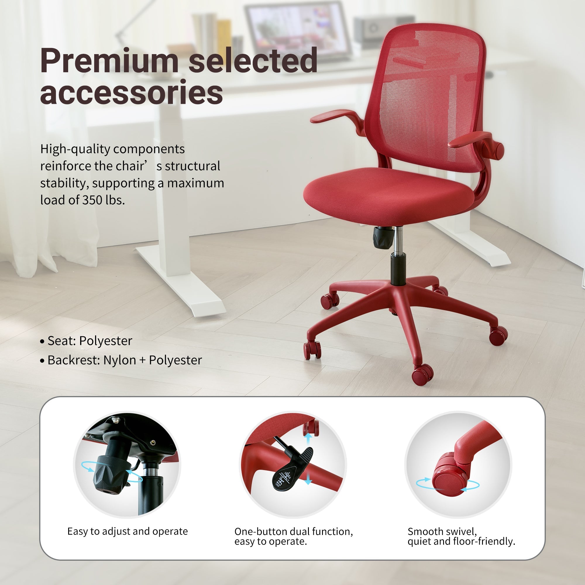 Colorful Ergonomic Office Chair with Flip-Up Armrests