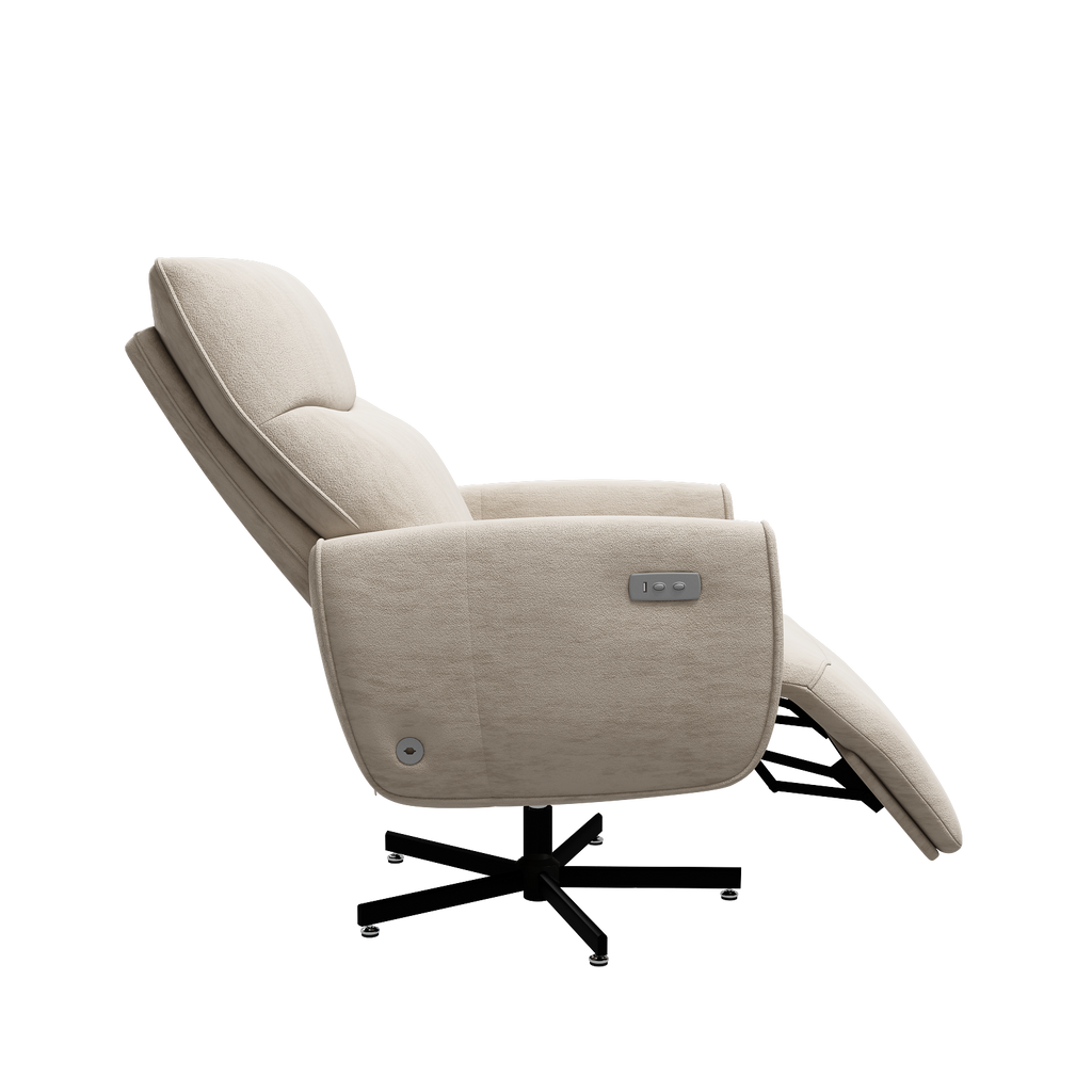 Beige  Velvet Power Swivel Office Recliner with USB & Type-C Charging
