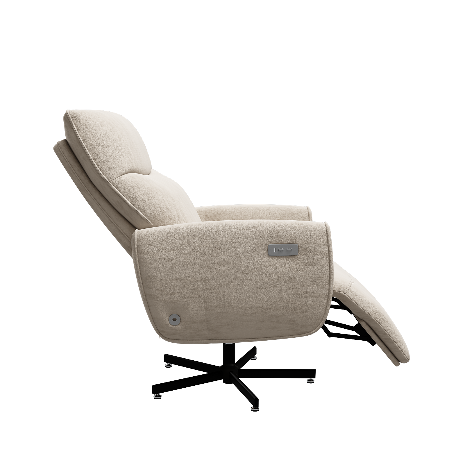 Beige  Velvet Power Swivel Office Recliner with USB & Type-C Charging