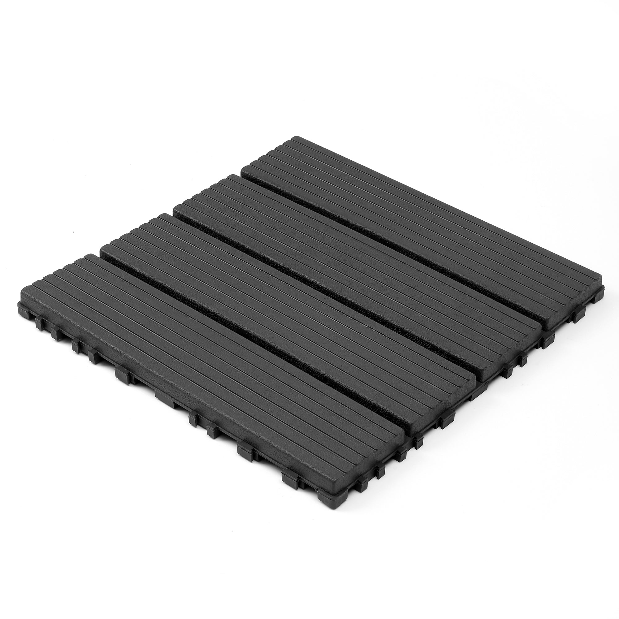 44 Pack 12x12 Plastic Interlocking Decking Tiles Waterproof Dark Gray