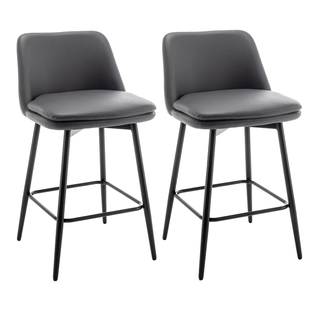 Linen/PU 360° Swivel Barstools (Set of 2)