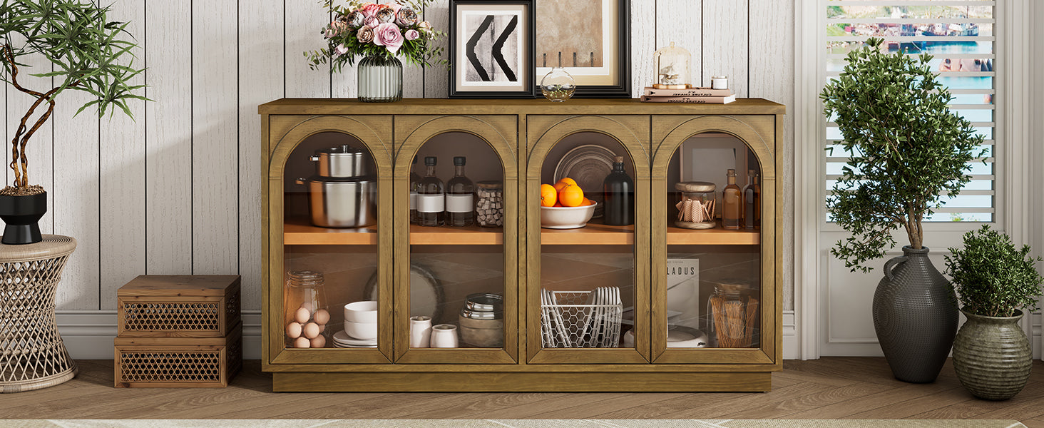 4-Door Large Arched Buffet  Storage Cabinet