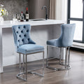 Luxury Elegant Nailhead Trim Tufted Velvet Bar Stools (Set of 2)