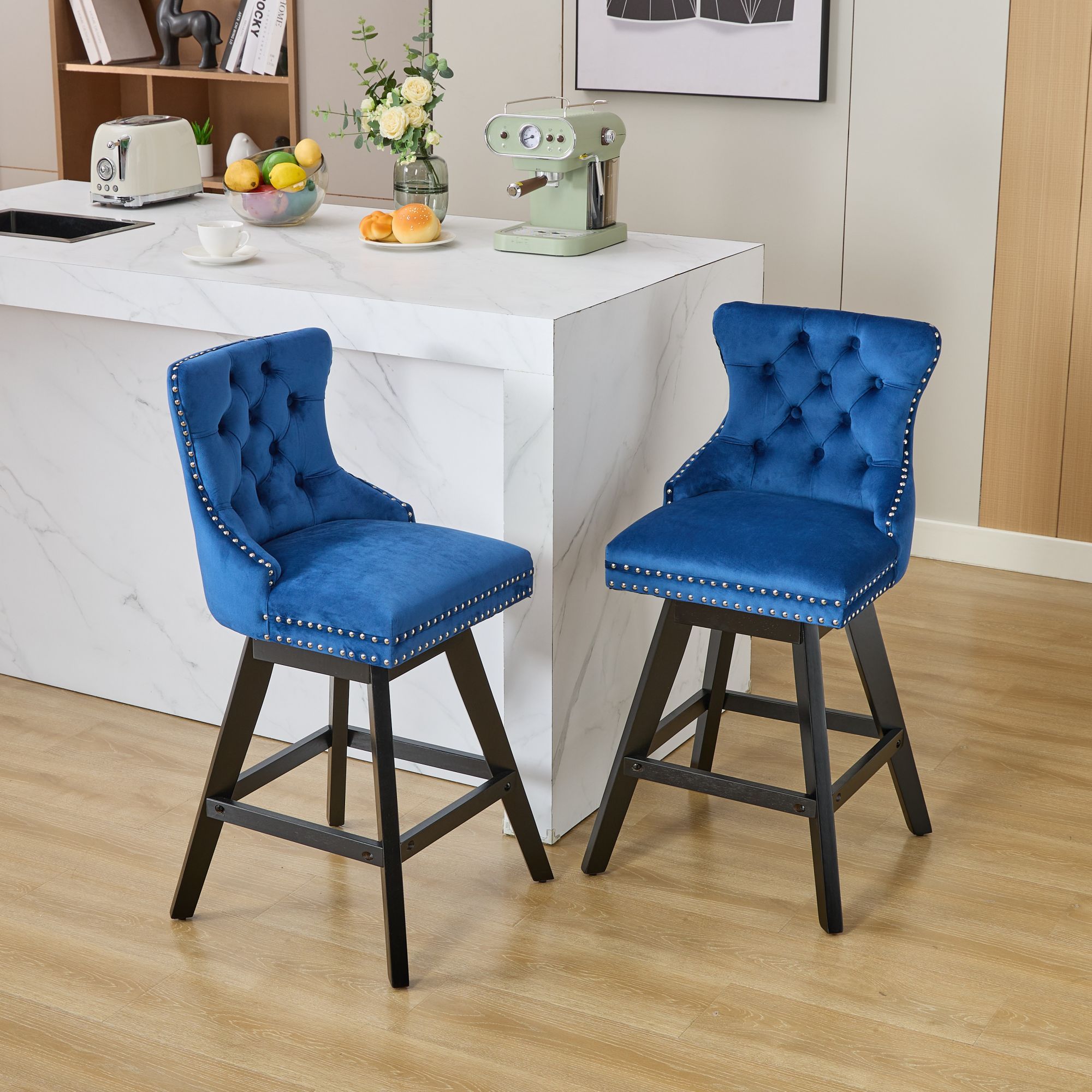 Swivel Velvet Barstools (Set of 2)