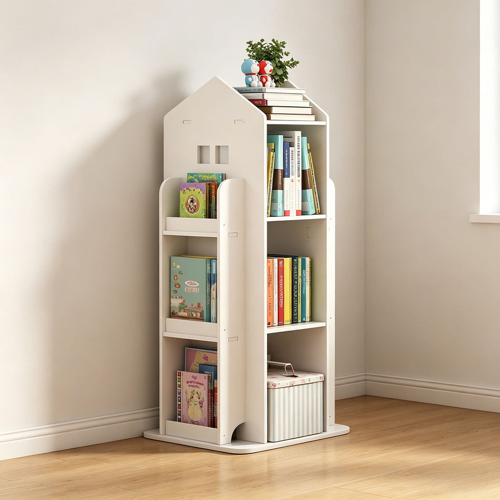 4-Tier Rotating Children's Display Standing Bookshelf Bookcase