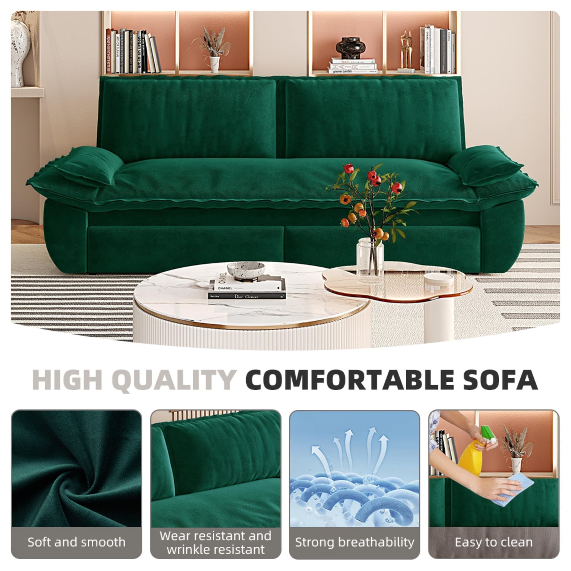 73.2" 3-in-1 Queen Convertible Sleeper Sofa Bed