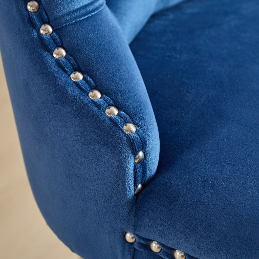 Luxury Elegant Nailhead Trim Tufted Velvet Bar Stools (Set of 2)