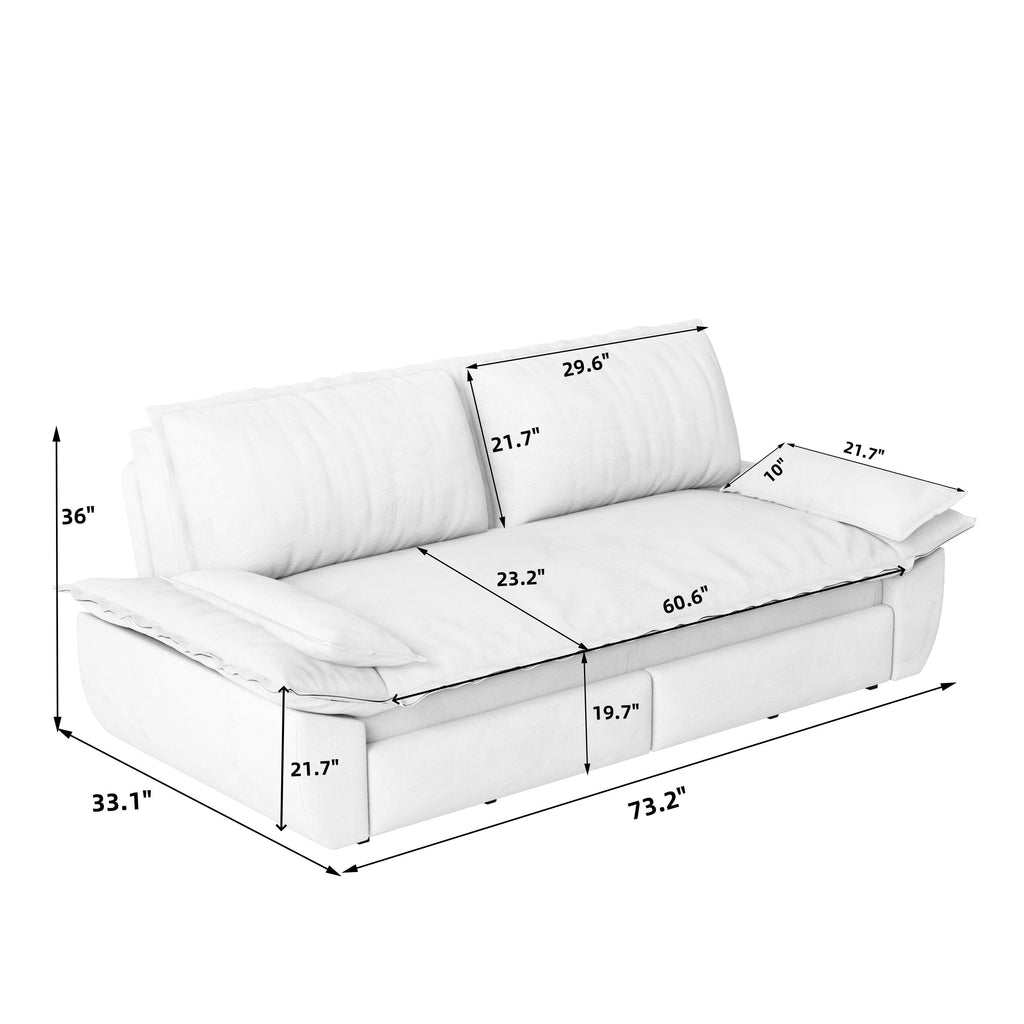 73.2" 3-in-1 Queen Convertible Sleeper Sofa Bed