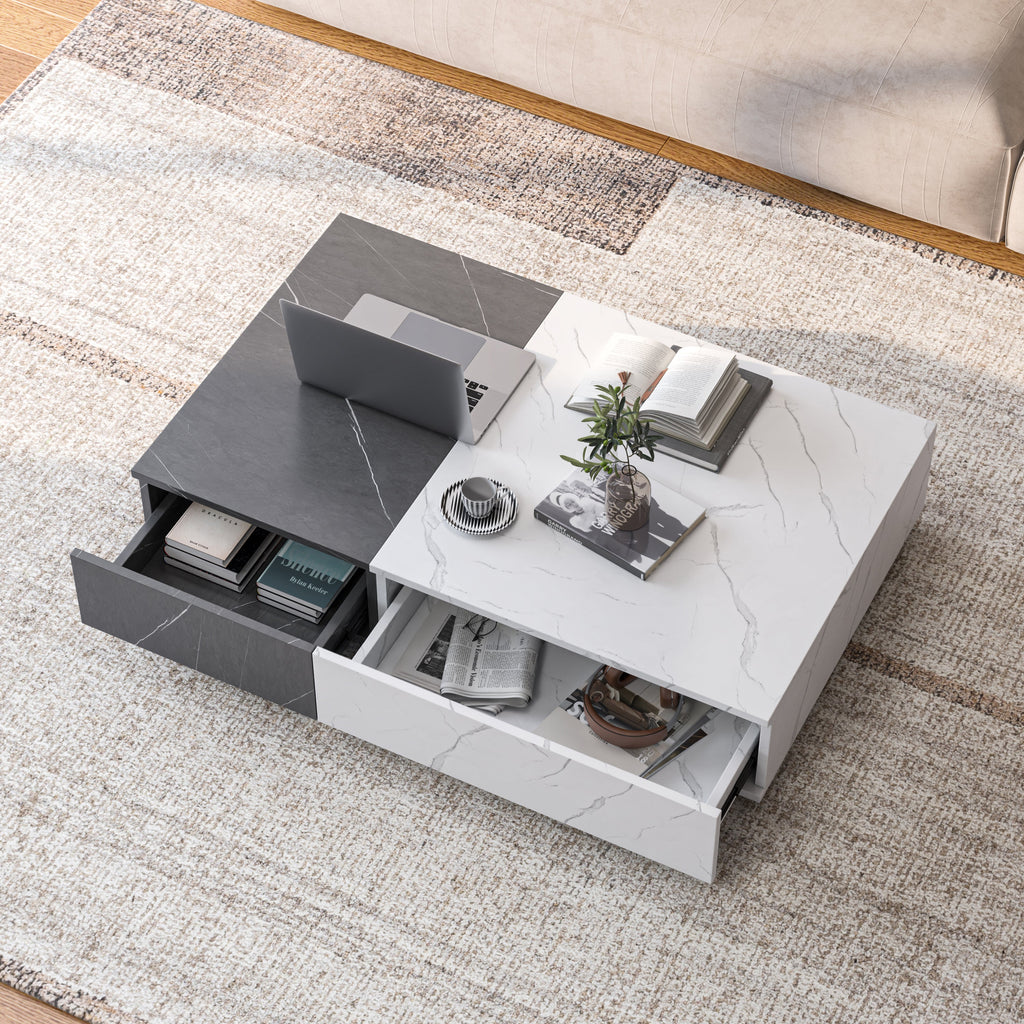 Modern Style Walnut Coffee Table with two Storage Spaces