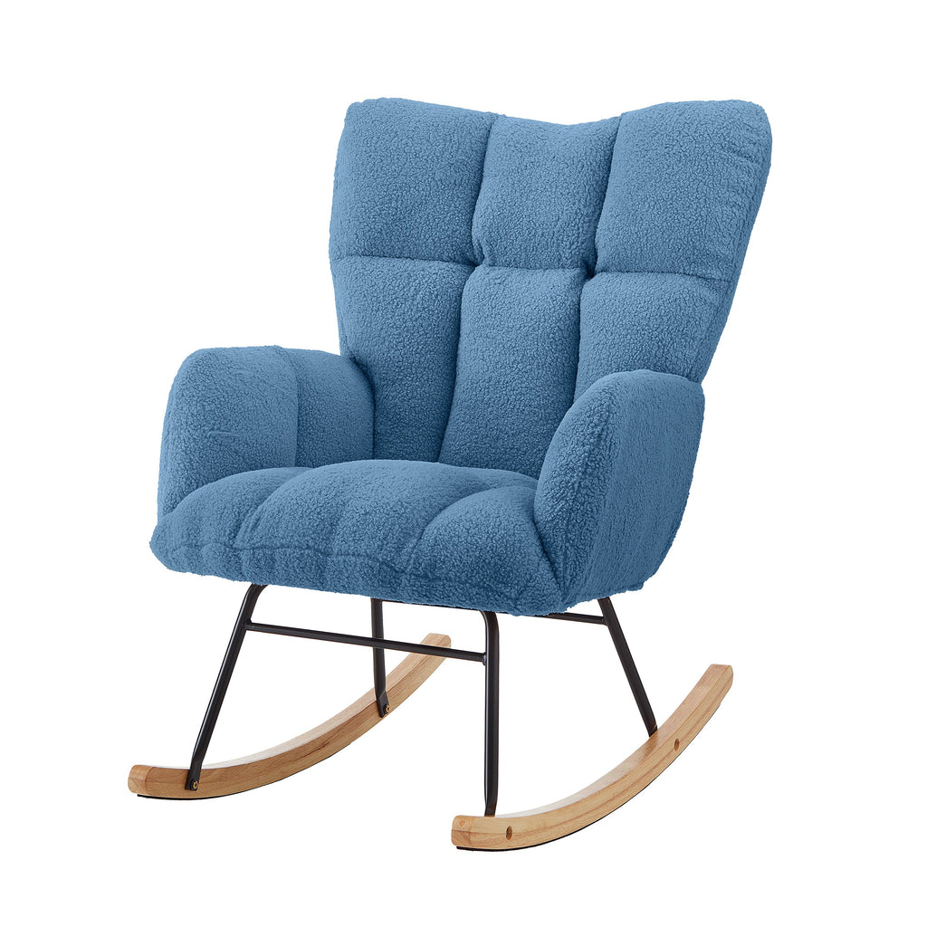 Tufted Upholstered Teddy Fabric Glider Rocking Chair