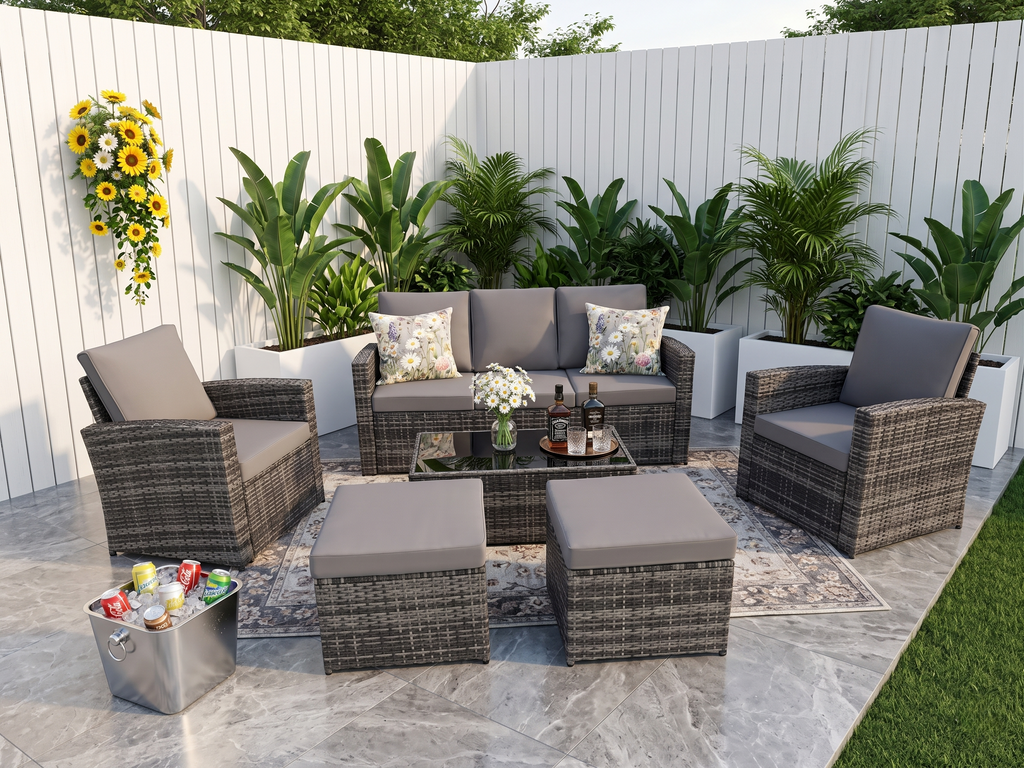 Outdoor Sectional Patio Set Half Moon Round Sofa for Backyard Garden