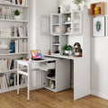 90 Degree Rotating Desktop Computer Desk with Glass Door for Home Office