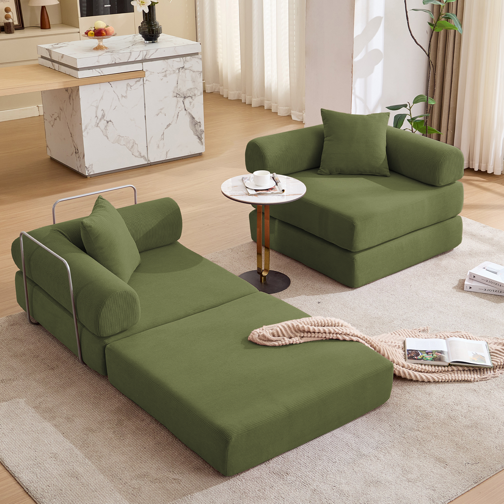 2 Seat Convertible Couch Folding Mattress Couch Sofa Bed