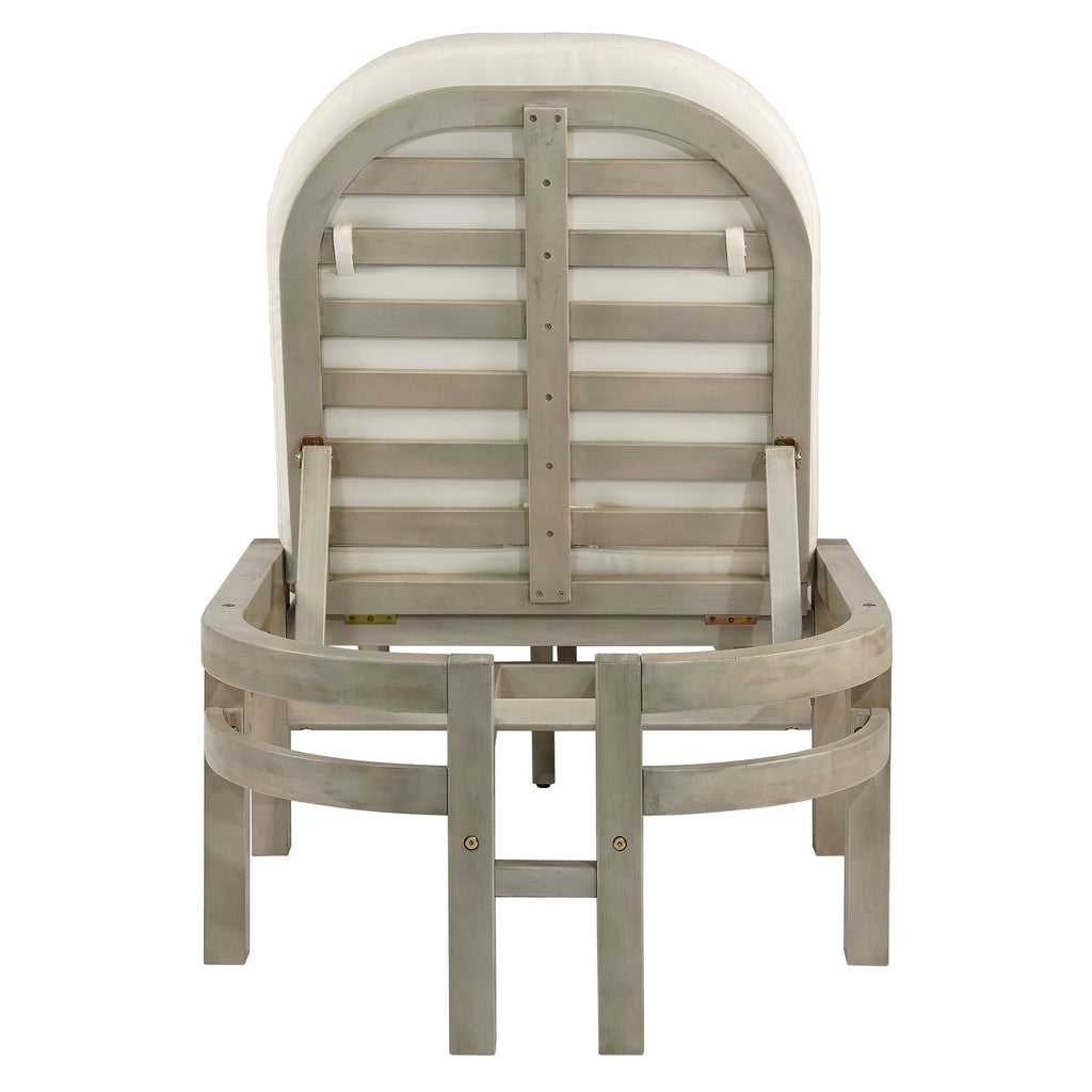 Acacia Wood Chaise Lounge Chairs 5-Position Adjustable Backrest for Patio Poolside