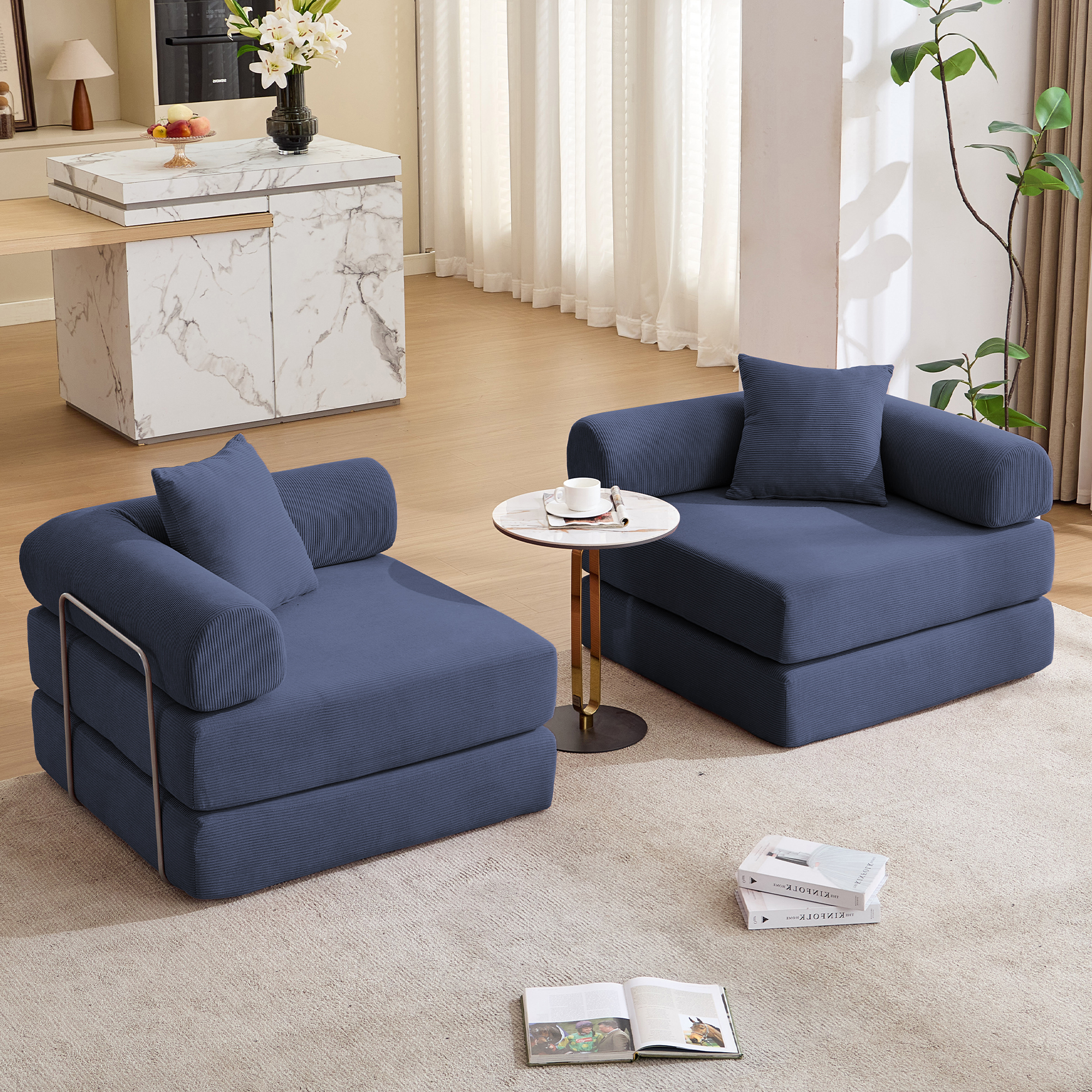 2 Seat Convertible Couch Folding Mattress Couch Sofa Bed
