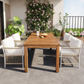 Natural Patio Wooden Dining Table Set for Poolside, Backyard, Garden (5/7 Pcs)