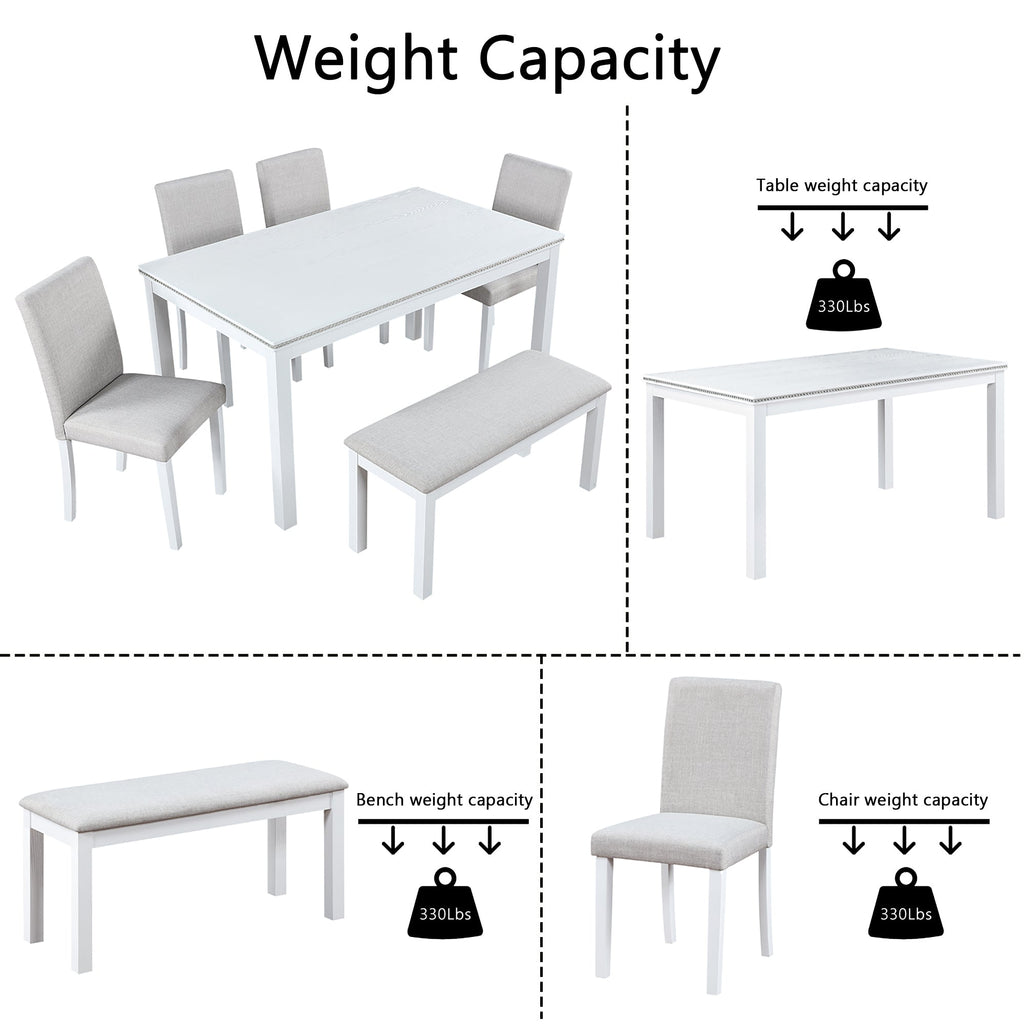 6 Piece Wooden Dining Table Set