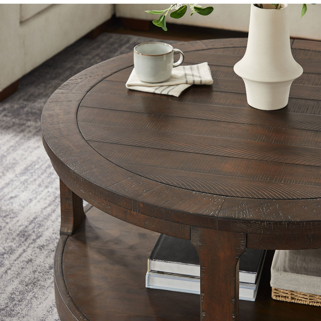 40" Large Curved 2 Tier Traditional Coffee Table with Wheels