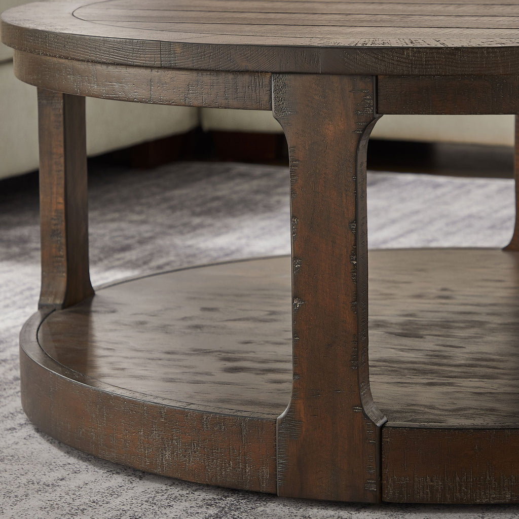 40" Large Curved 2 Tier Traditional Coffee Table with Wheels