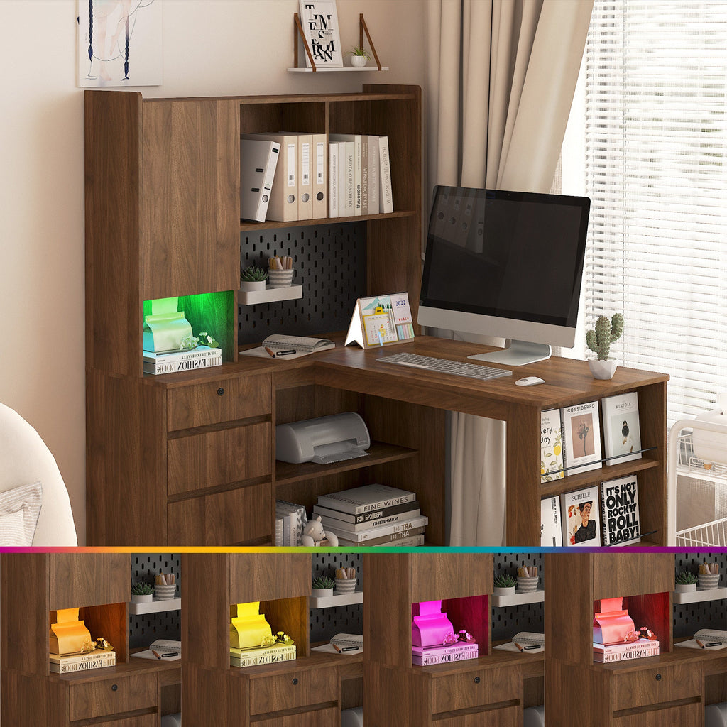 L Shaped Computer Desk with Drawers