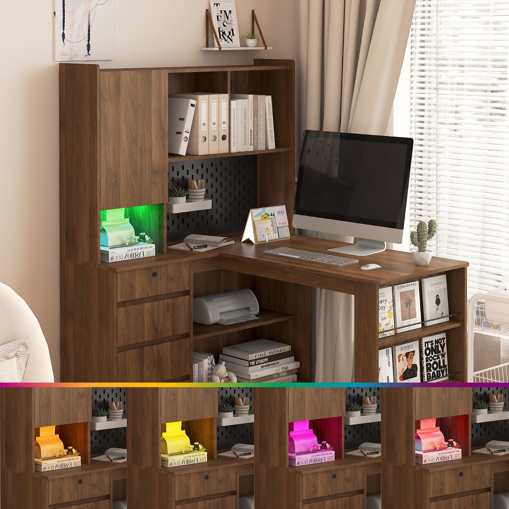 L Shaped Computer Desk with Drawers