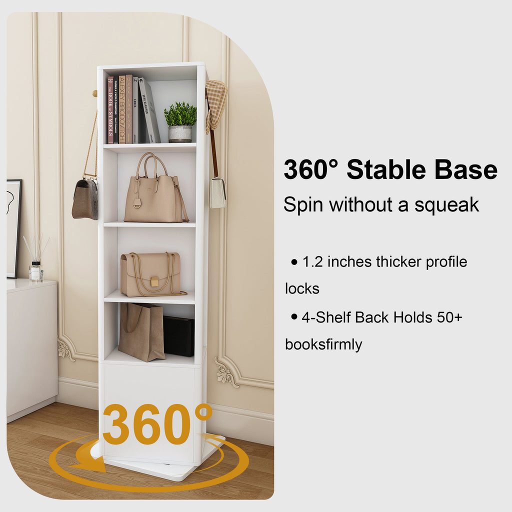 360° Rotating Makeup Cabinet with Full-Length Mirror and Jewelry Storage