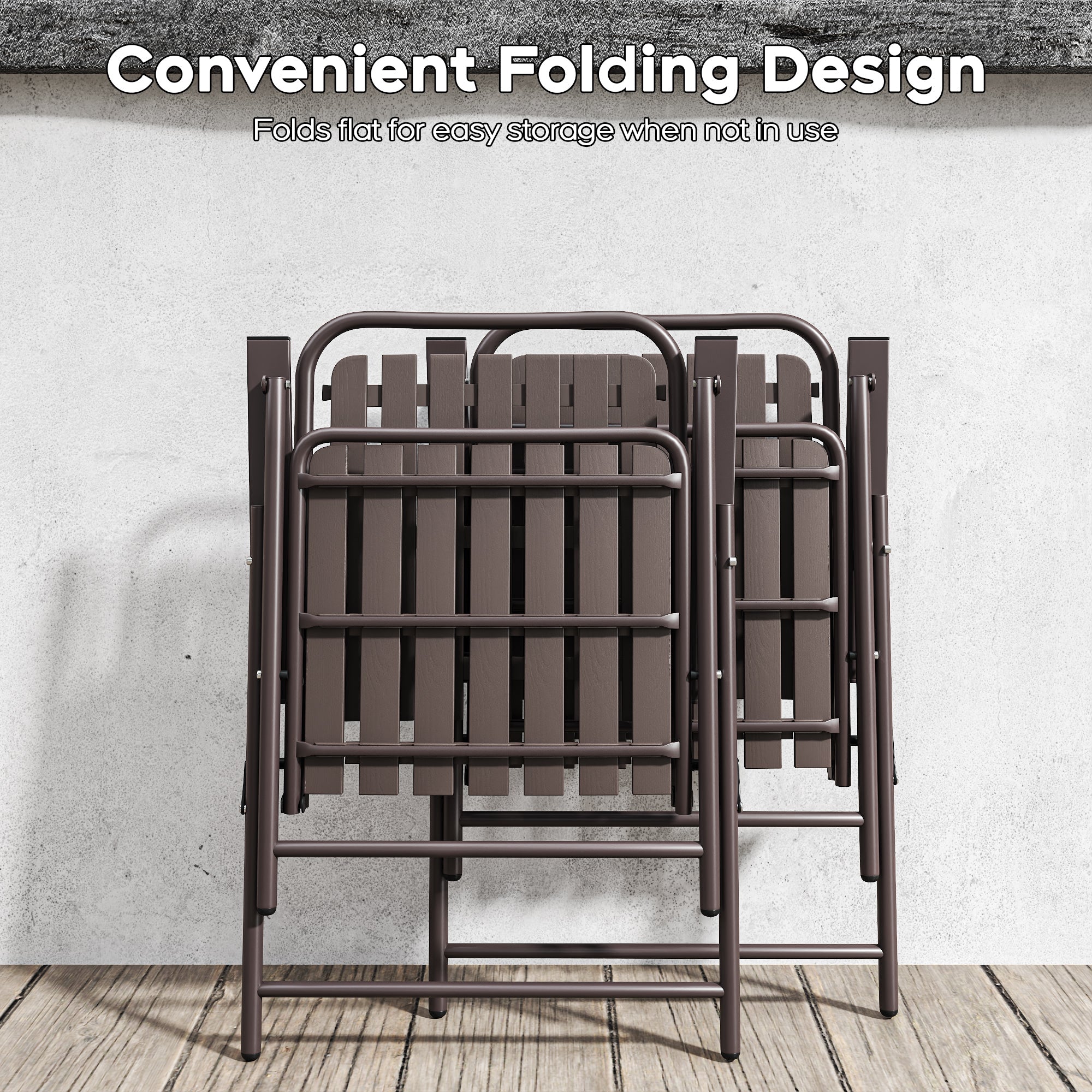 2-Piece Folding Chair 350lb Capacity Rust-Resistant Stain-Proof for Balcony Garden