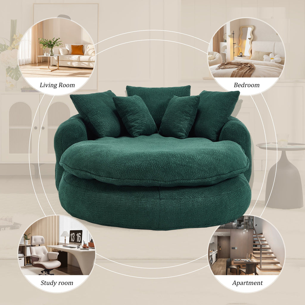 Oversized Oval Upholstered Bean Bag Sofa