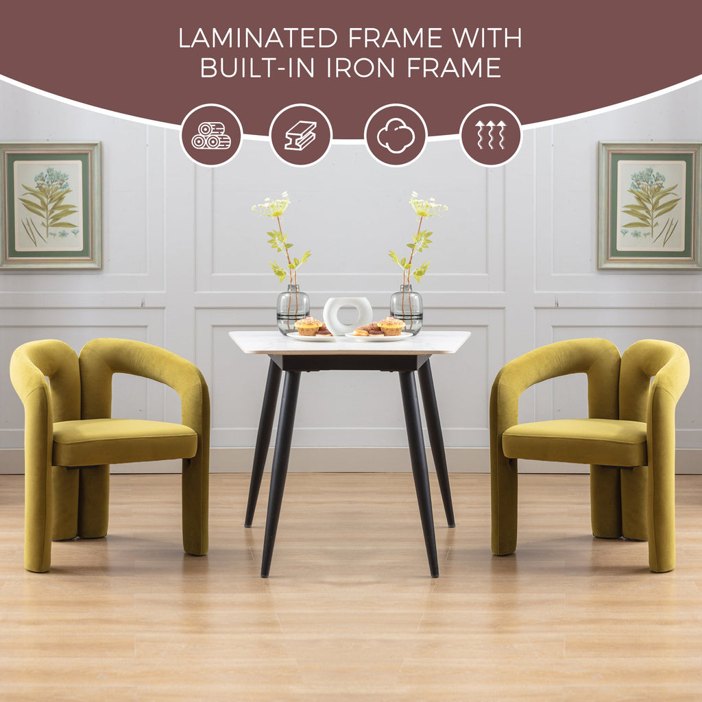 Contemporary Velvet Fabric Upholstered Accent Side Chairs (Set of 2)