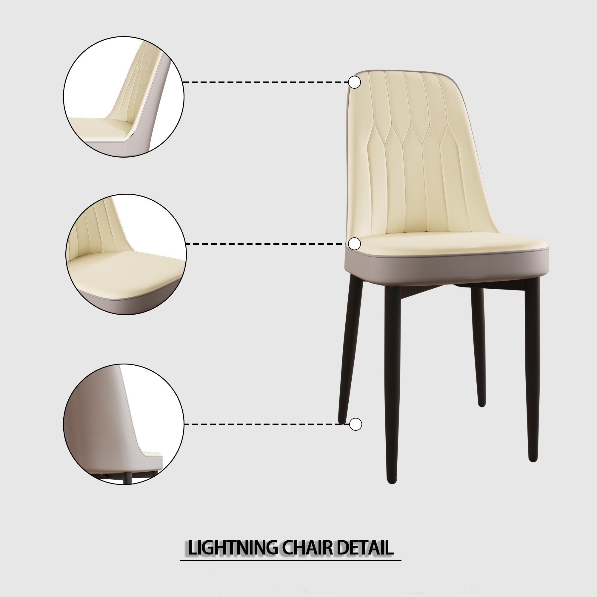 Modern Dining Chair Set of 4 with High-Quality PU Leather