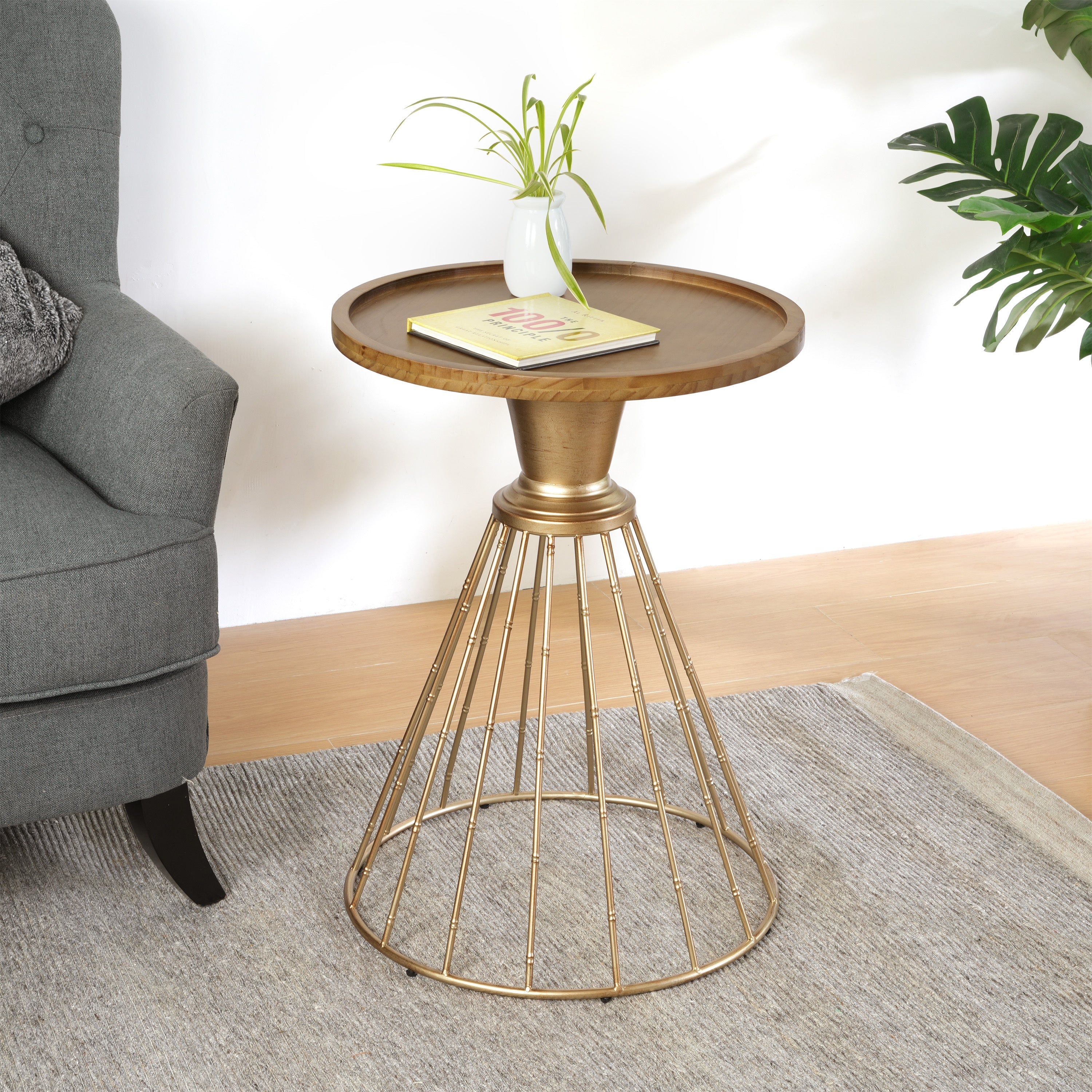 Hollow Edge Retro Art Pine Side Table