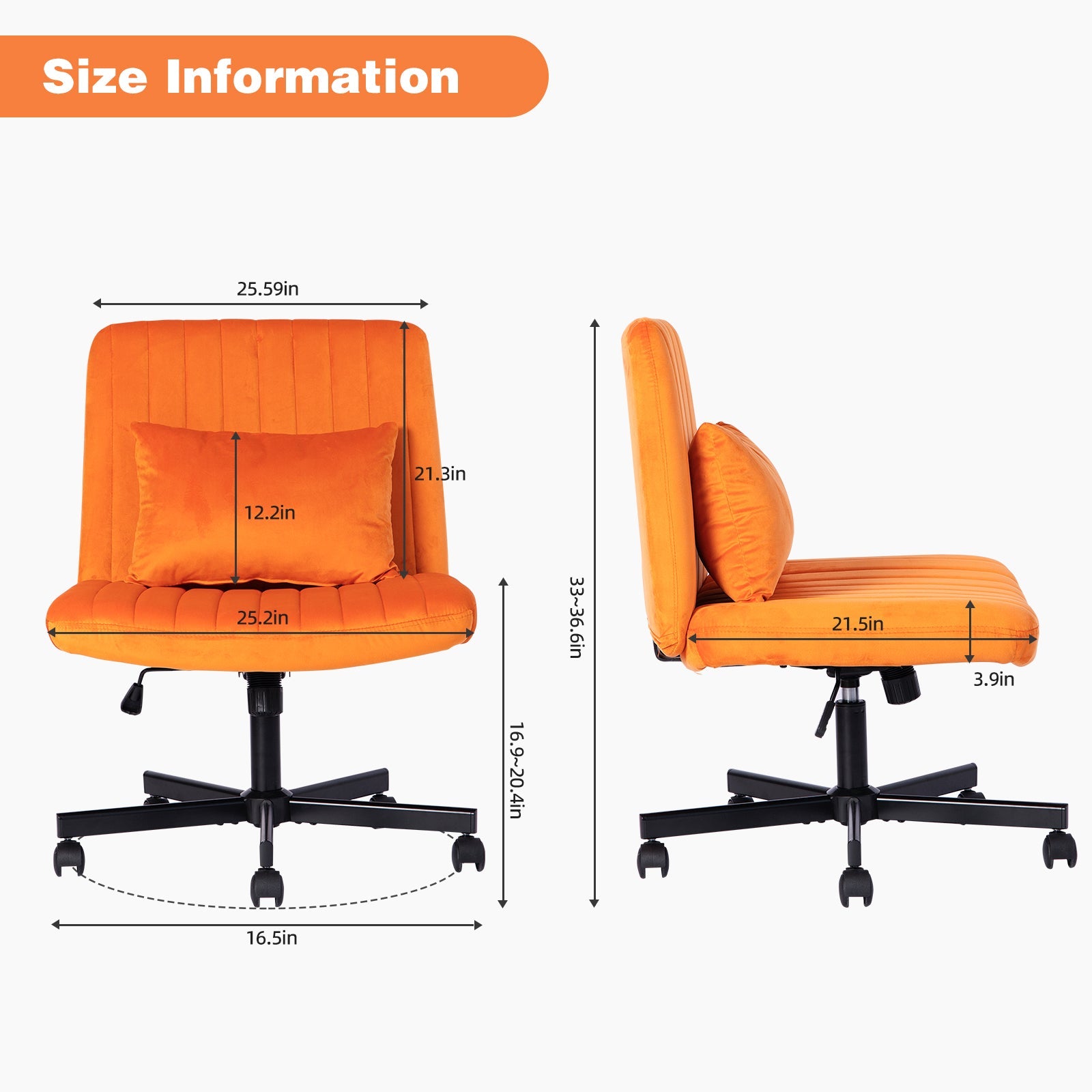 Criss Cross Armless Office Chair with Wheels