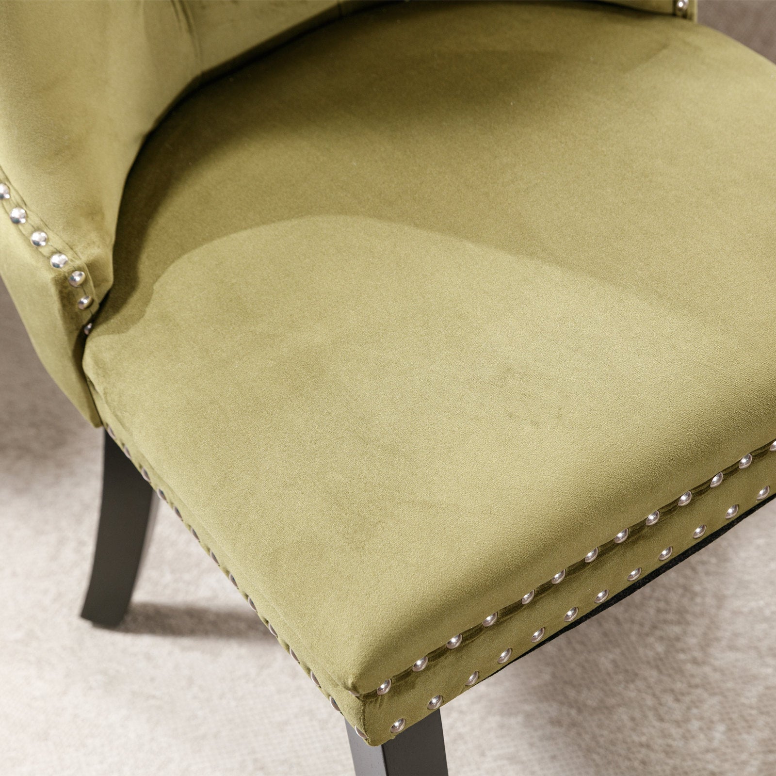 Modern High-end Tufted Solid Wood Velvet Dining Chair(Set of 2)