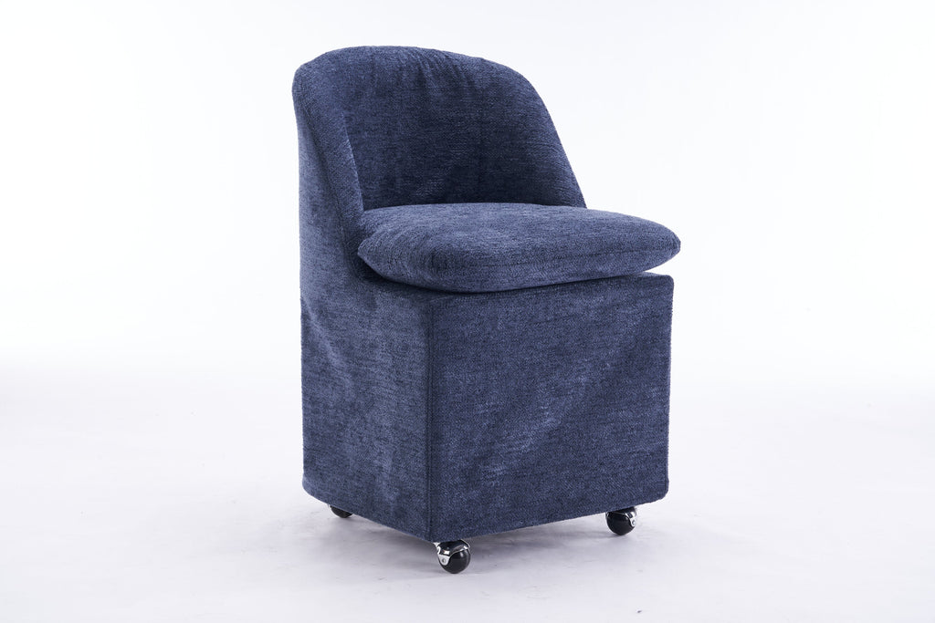 Chenille Fabric Dining Chairs with Universal Wheels