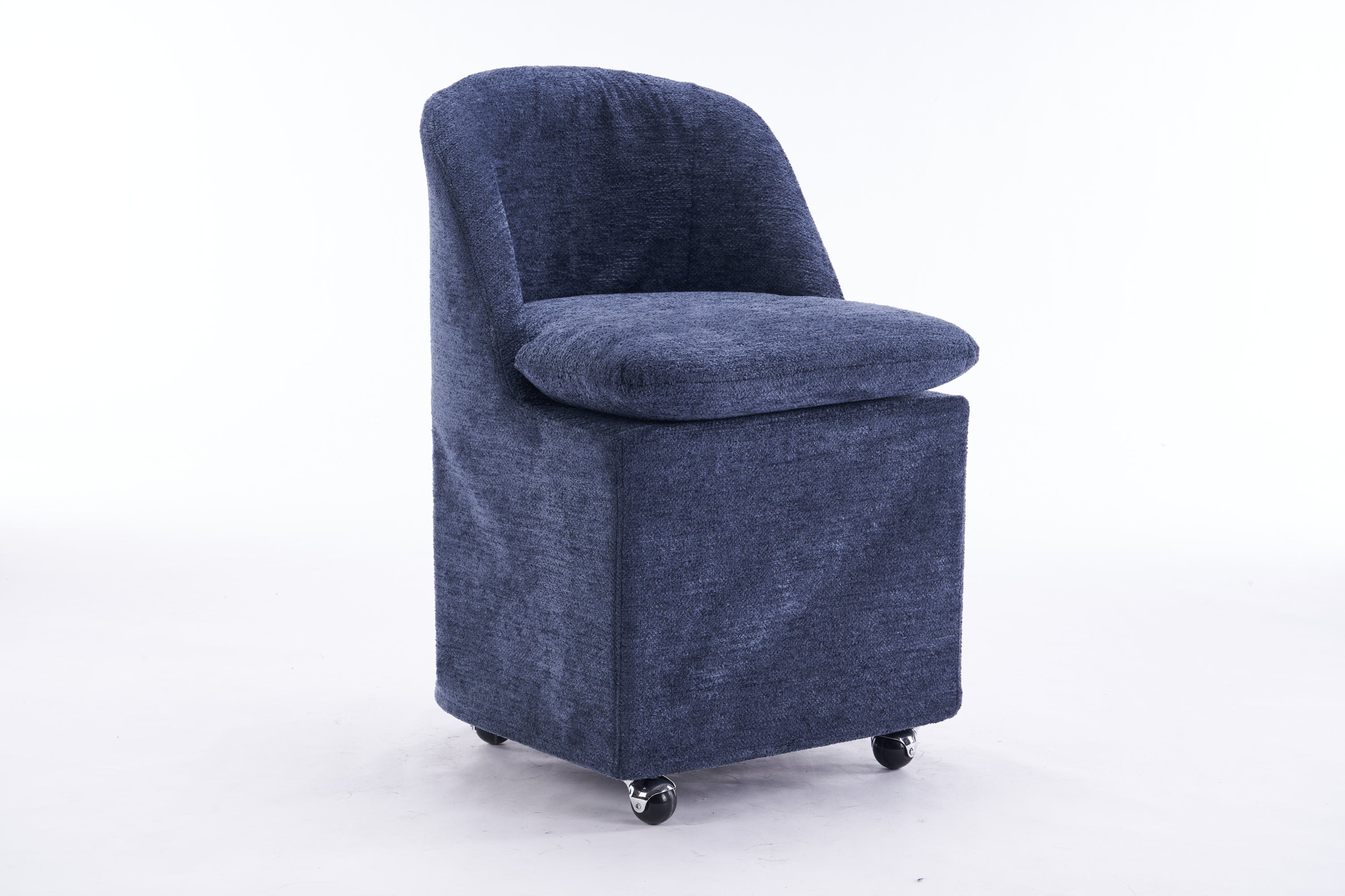 Chenille Fabric Dining Chairs with Universal Wheels