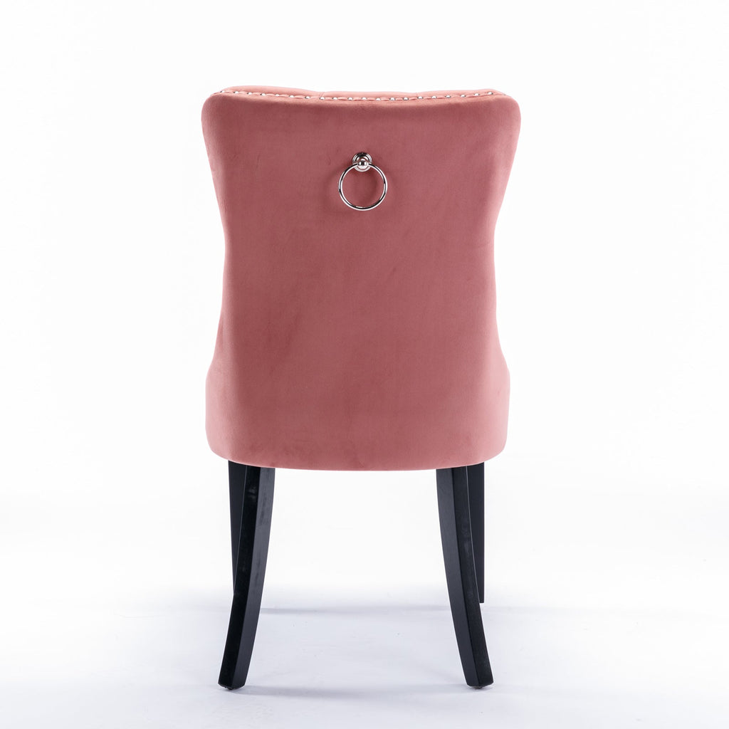 Modern High-end Tufted Solid Wood Velvet Dining Chair(Set of 2)